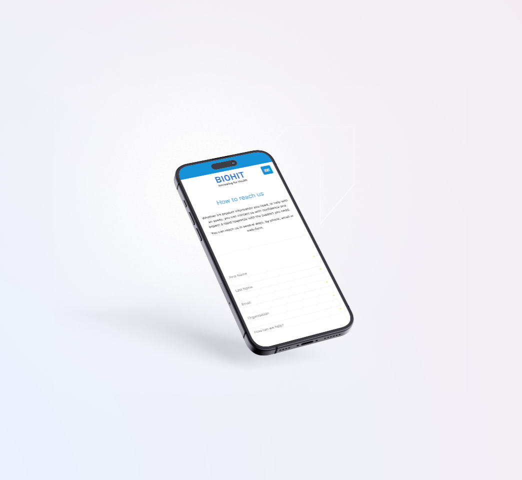 BIOHIT Healthcare website Mobile Mockup