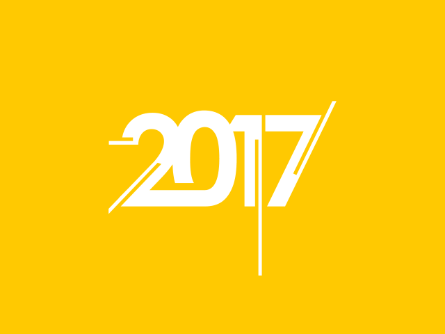 The image captures the year "2017" in bold white numbers set against a vibrant yellow background, reminiscent of a 2017 Review.