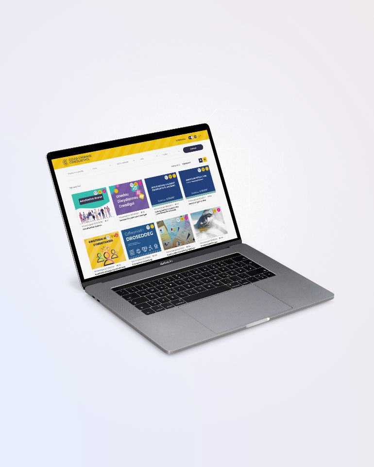 Coleg Cyraeg Website mockup on a macbook