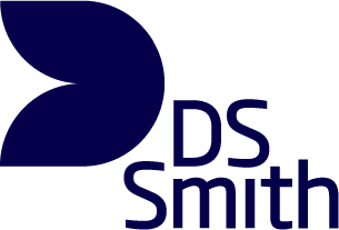Logo of DS Smith, featuring a stylized, dark blue "D" shape on the left and the text "DS Smith" on the right.