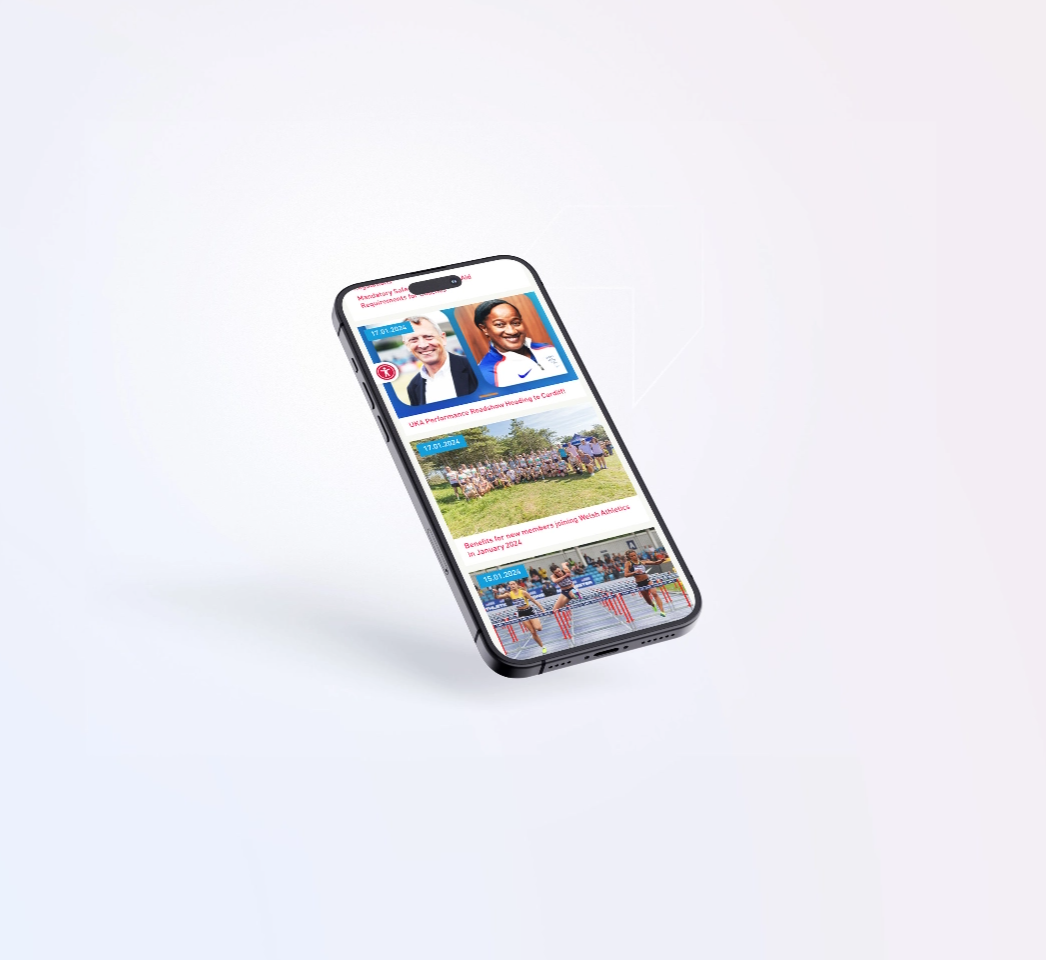 Mobile Mockup - Welsh Athletics