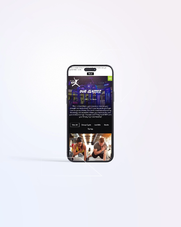 Mobile mockup Simply Gym Site
