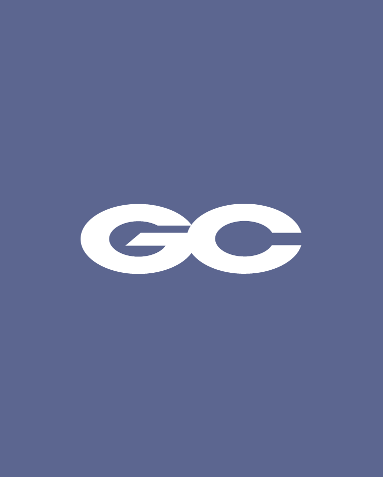 Logo with white "GC" initials on a solid blue-grey background.