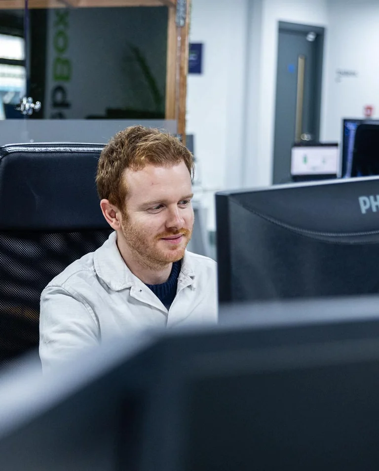 Project manager enjoying his work